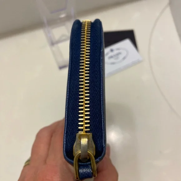 Authentic Prada Long Blue Saffiano Leather Wallet Luxury Designer - Picture 2 of 14